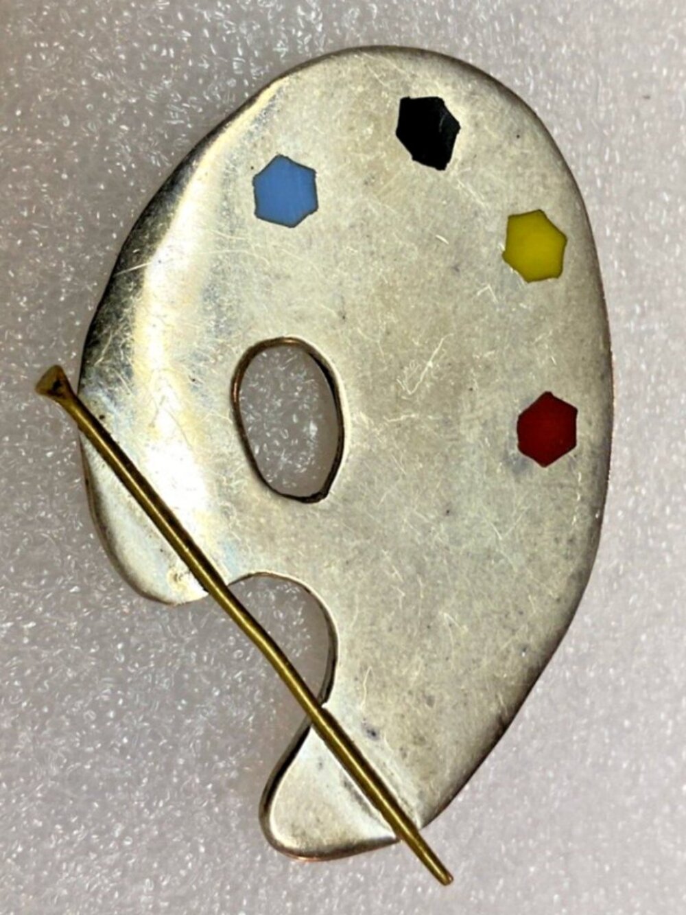 Vintage 925 Mexican Sterling Silver Taxco Stamped Artist Paint Pallet Brooch Pin